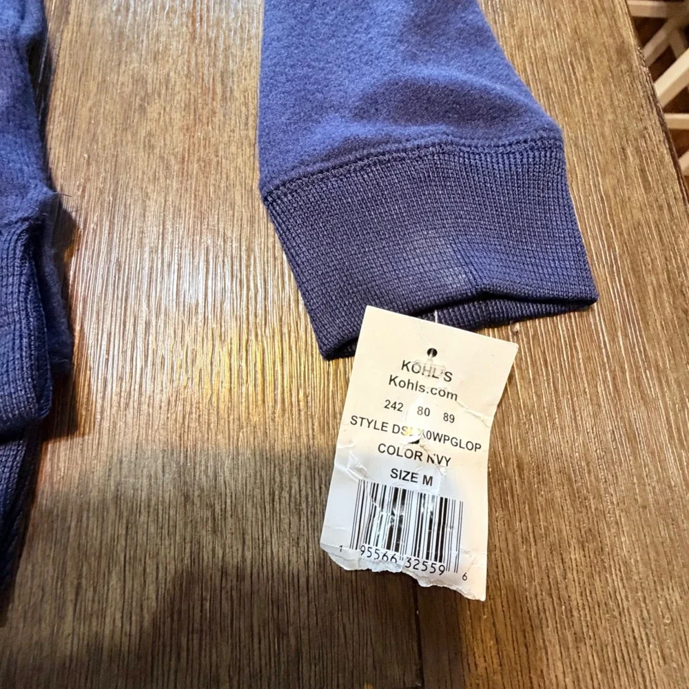 Disney Stitch Navy Blue Lightweight Hoodie Hibiscus Sleeve Womens M NEW - Picture 6 of 10